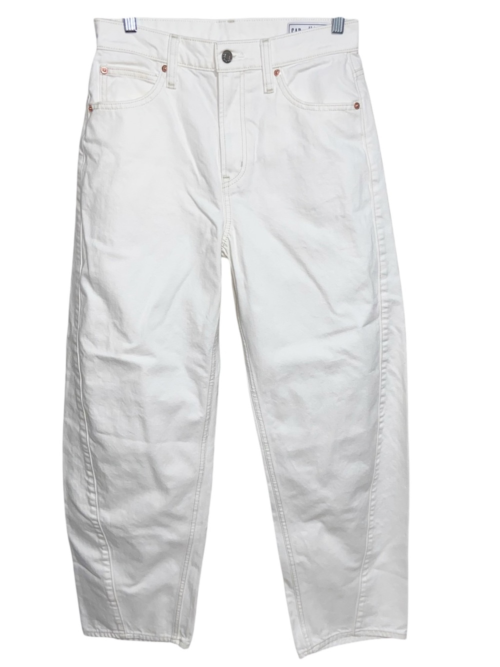 Gap Jeans Womens Size 27 (4R) White Denim Barrel High Rise Coastal Preppy 2025